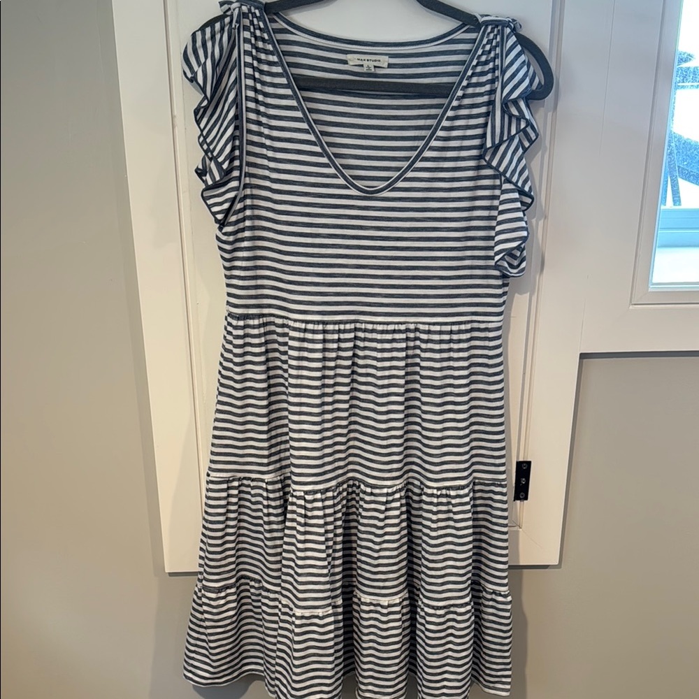 Max Studio Navy and White Striped Dress